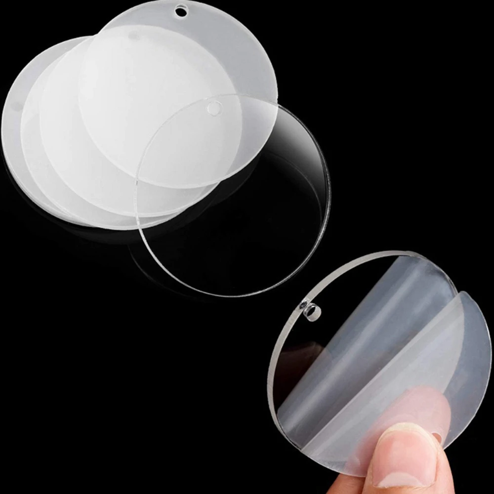 Handicraft Transparent Round Acrylic Keychain Blanks Key Chain Rings Craft Projects DIY Supplies 90pcs