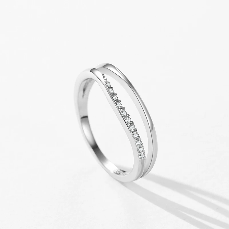 Ailmay Pure 925 Sterling Silver Sparkling Clear CZ Fashion Bilayer Finger  Ring For Women Simple Design Ring Fine Jewerly Gift - AliExpress 36
