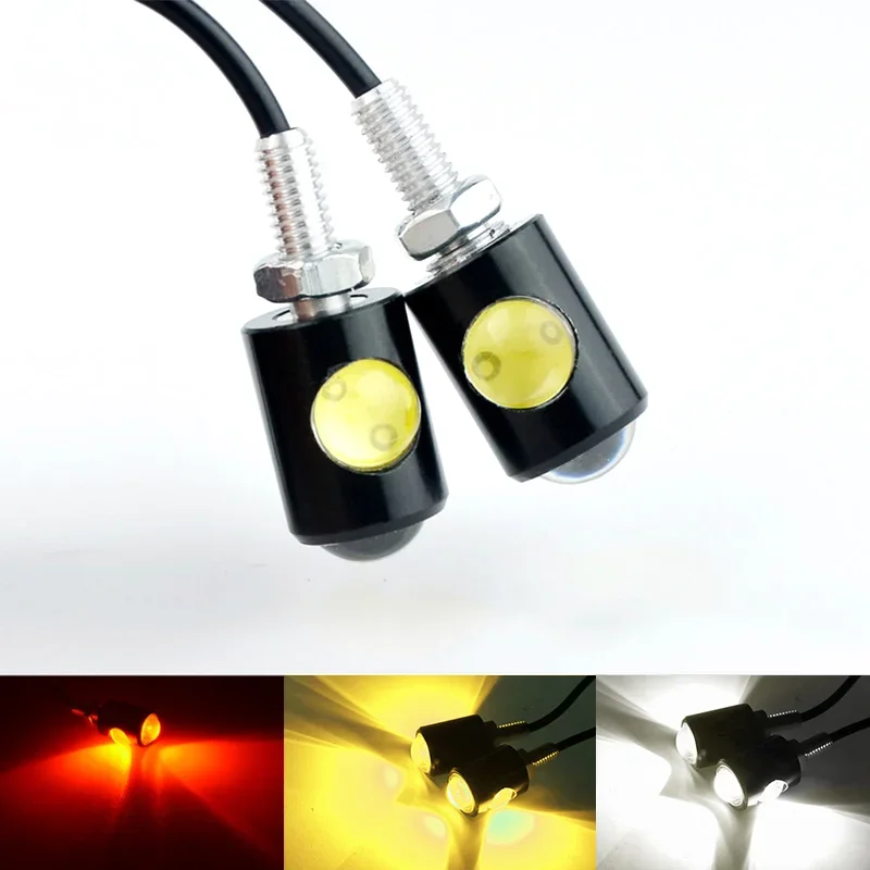 

2Pcs LED Motorcycle Signal Lamp Number License Plate Light Mini Turn Signal Eagle Eye Shape Tail Rear Light Brake Fog Lamp Bulb