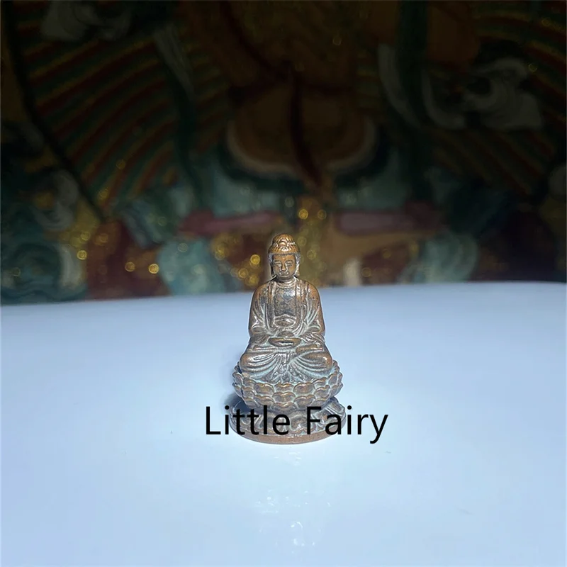 Little Fairy/ Antique Copper Shakyamuni Buddha Mini Statue Desktop Ornaments Metal Miniature Home Ornaments Crafts