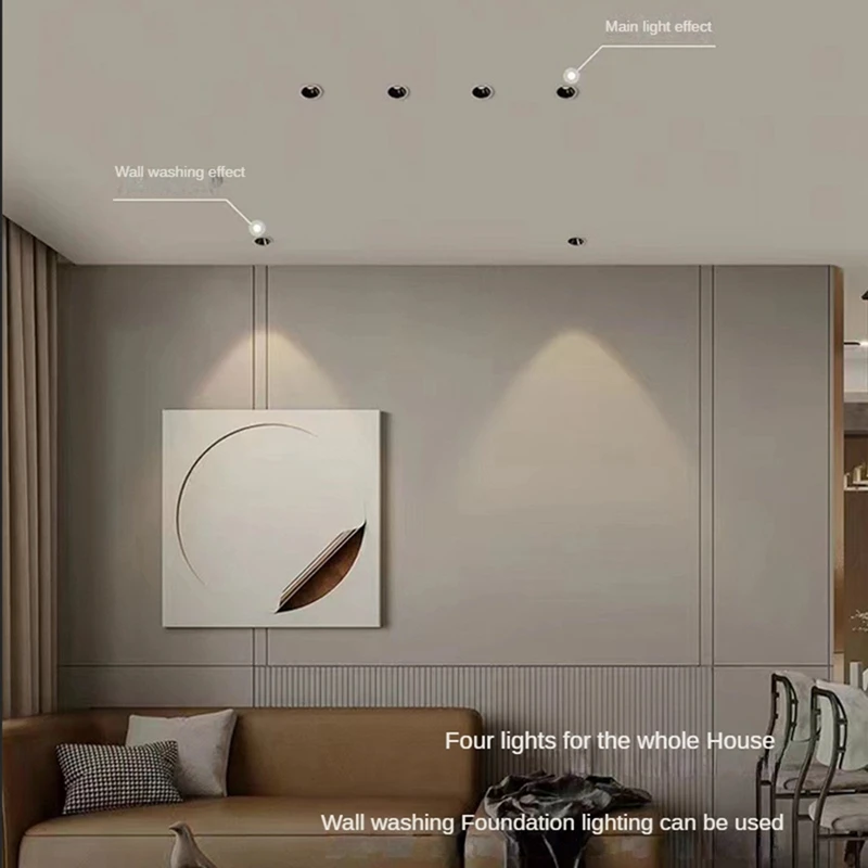 눈부심 방지 LED COB 스포트라이트, 조도 조절식 오목한 다운라이트, 알루미늄 다이닝 룸, 사무실 침실 조명, 7W
