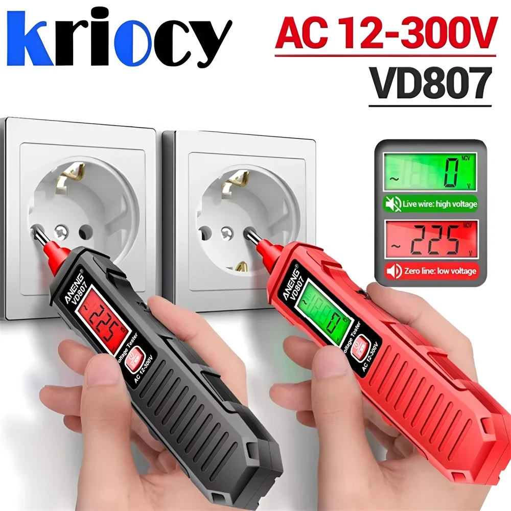 ANENG VD807 كلمة واحدة التعريفي المحمولة 50/60 هرتز الذكية الكهربائية القلم تستر NCV الاستشعار التيار المتناوب 12-300 فولت أدوات كاشف الأسلاك عدم الاتصال