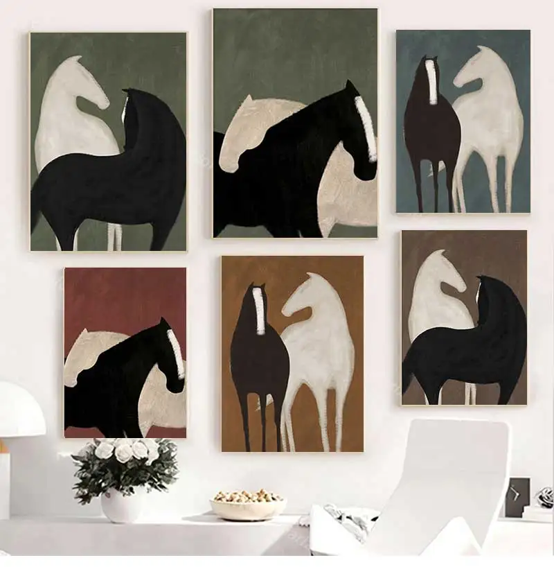 Abstract Horse Canvas Painting Wall Art Animal Posters Prints For Living Room Decor Wall Pictures Cuadros