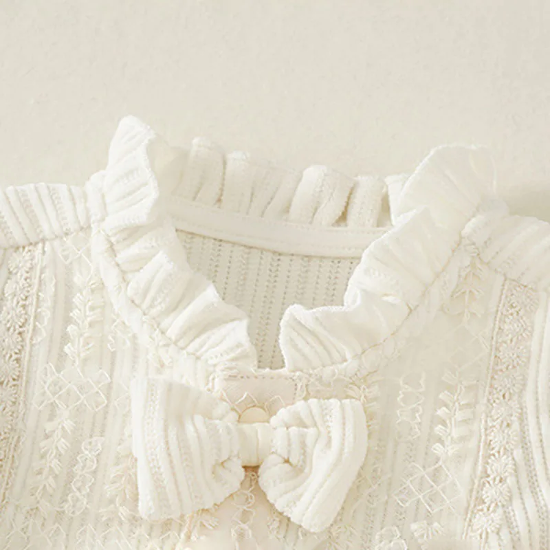 Beige Baby Romper Jumpsuit for Girls Autumn Outwear