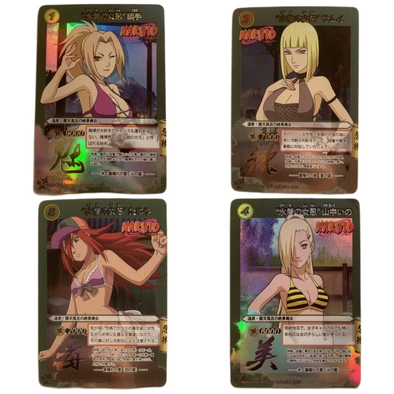 

9pcs/set NARUTO Animation Characters Open-air Hot Spring Swimsuit Tsunade Bronzing Card Anime Classics Game Collection Toy