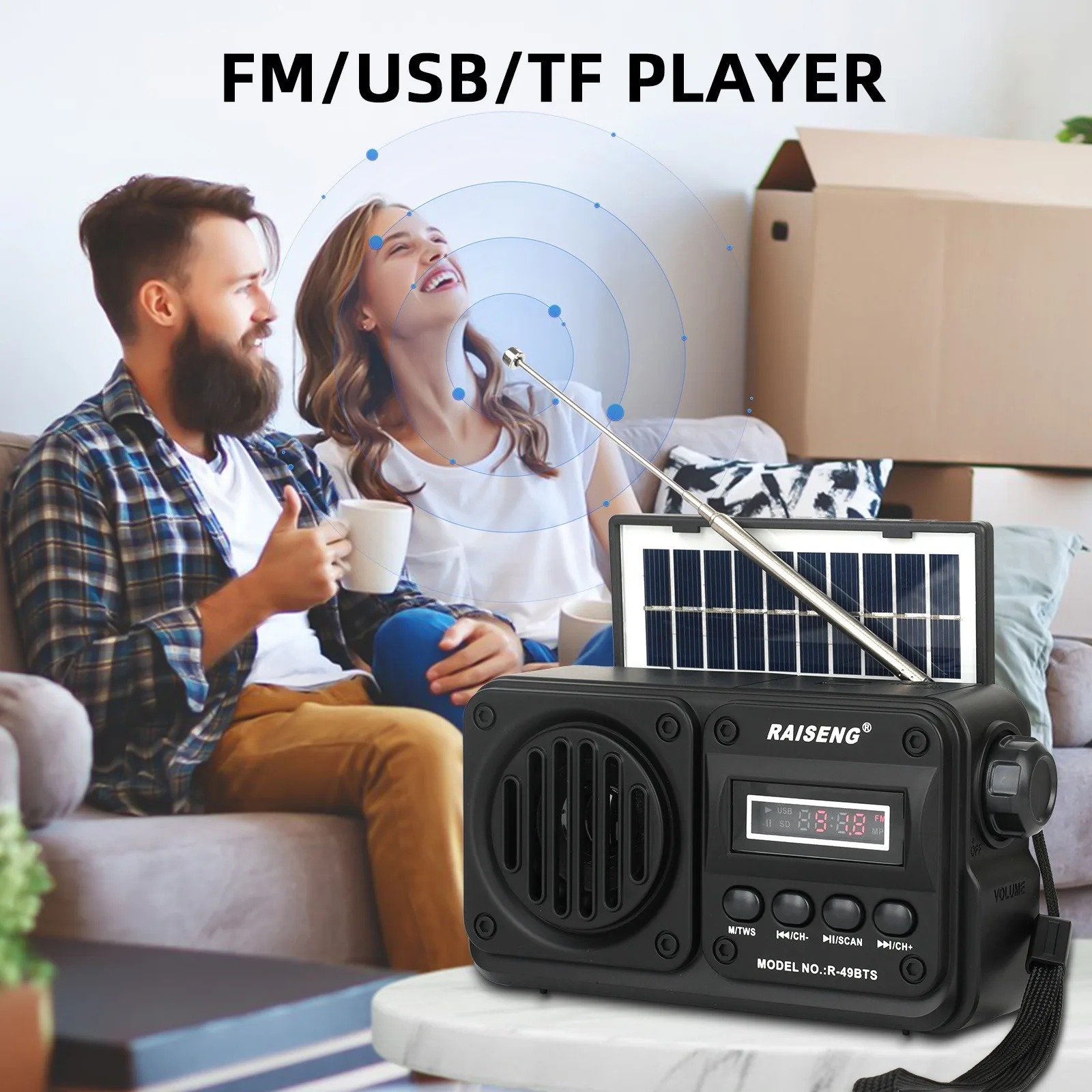 Emergency Solar Rechargeable Radio, Bass Card, High-quality Bluetooth Speaker, FM Automatic Search Radio