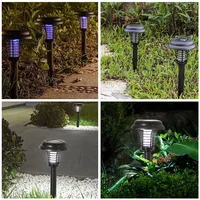 Lampe anti-moustiques solaire pour extérieur, jardin, patio, éclairage UV violet et blanc, répulsif anti-insectes pour cour et barbecue 6