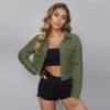 Denim Coat Turn Down Collar Cardigan Women Jackets Long Sleeve Jackets Solid Looss Basics Casual Single Breasted Button 1