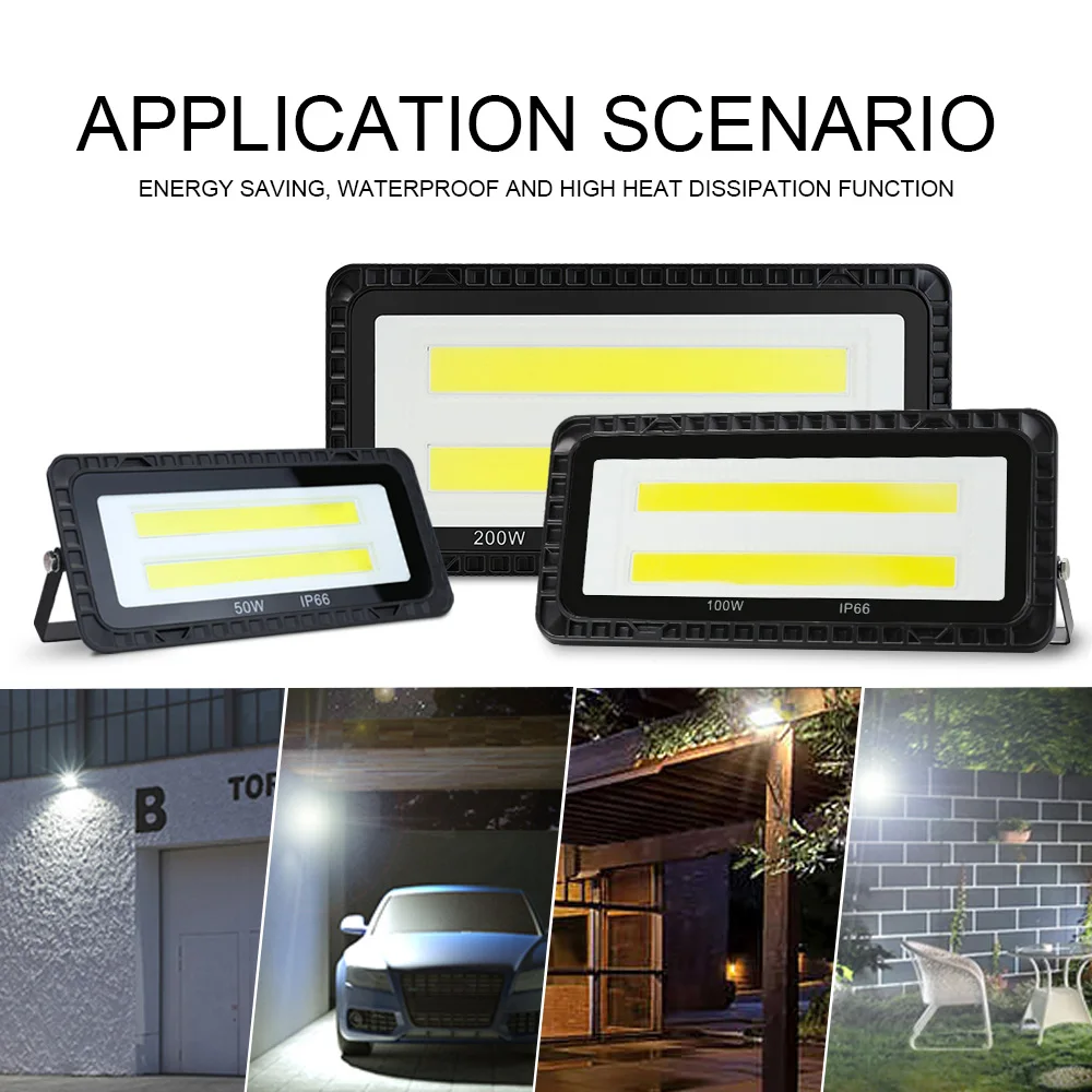 LED Flood Light 50W 100W 200W AC 220V IP66 Waterproof led flood light Lamp Garden Outdoor Lighting Projector Landscape Spotlight Wall FloodLight
