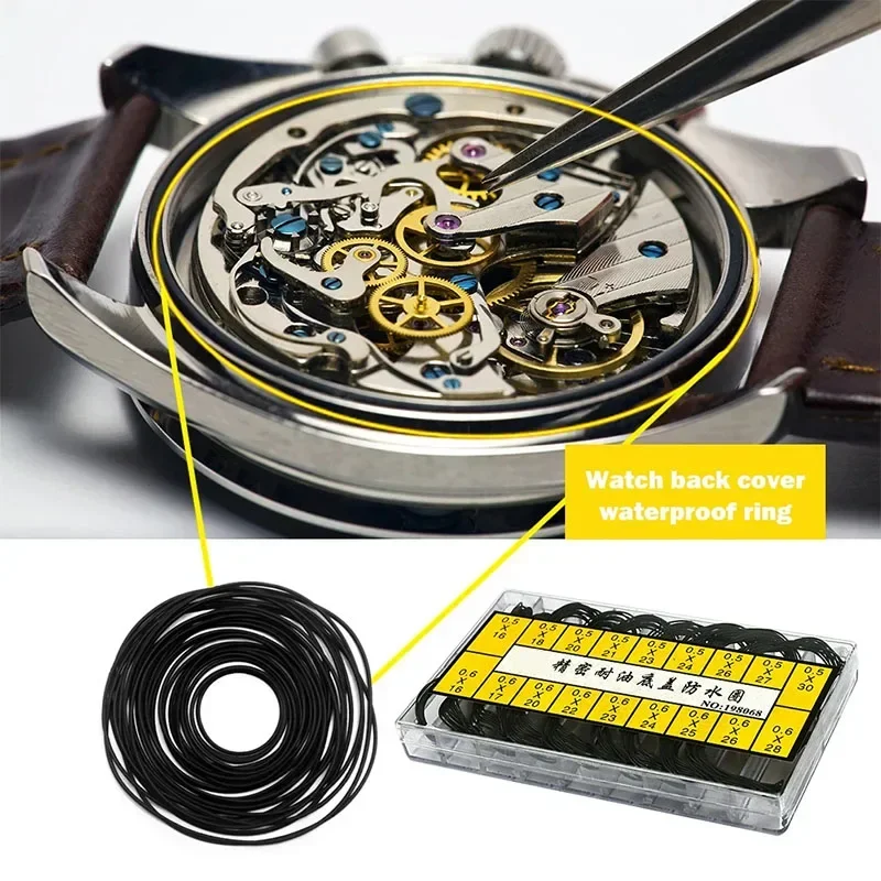 Uhren reparatur werkzeuge 1Box Uhrengehäuse Gummi wasserdichter O-Ring öl beständiger Uhren boden deckel dichtung 0.5/0,6mm O-Ring-Dichtung – Detail 9