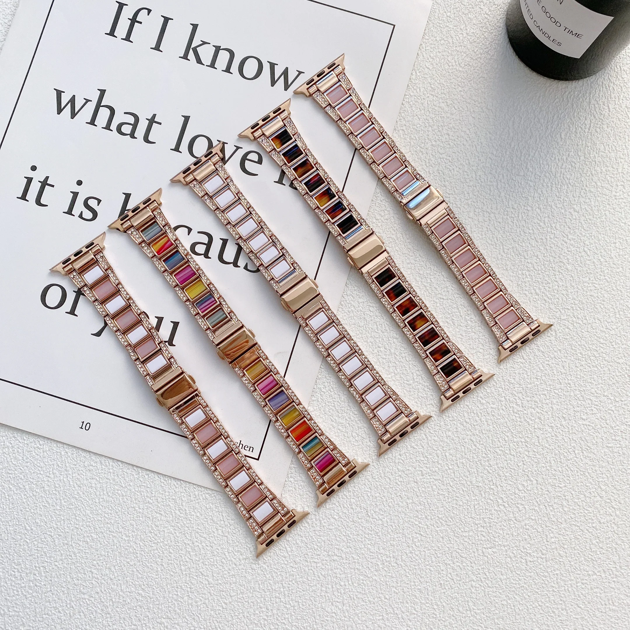 Metal+Resin Strap For Apple watch 49mm 45mm 41mm 44mm Women Diamond Bracelet Band iWatch Ultra 8 7 6 5 4 SE 40mm 42mm 38mm Belt
