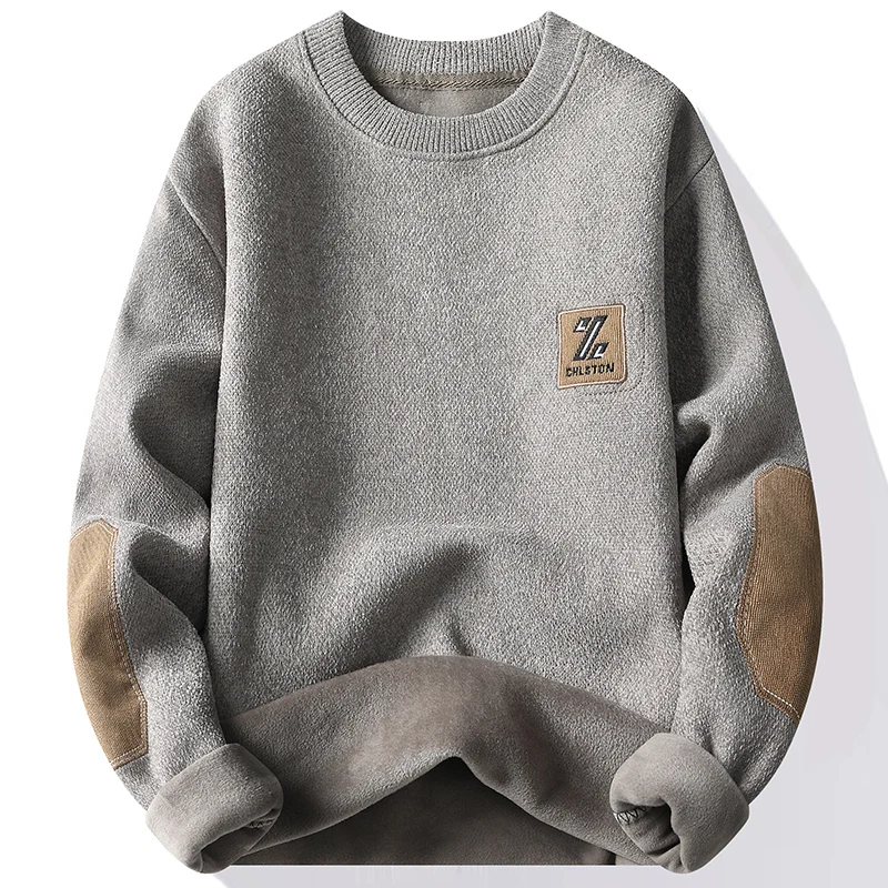 Men Fashion Knitted Sweater Velvet Pullovers Fleece Thick Warm Winter Knitwear Y2K Fashion Jumpers Men's Clothes