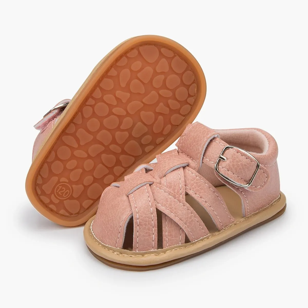 Summer Baby Sandals Baby Boy Girl PU Leather Shoes Toddler Rubber Sole Flat Anti-slip First Walkers Crib Shoes