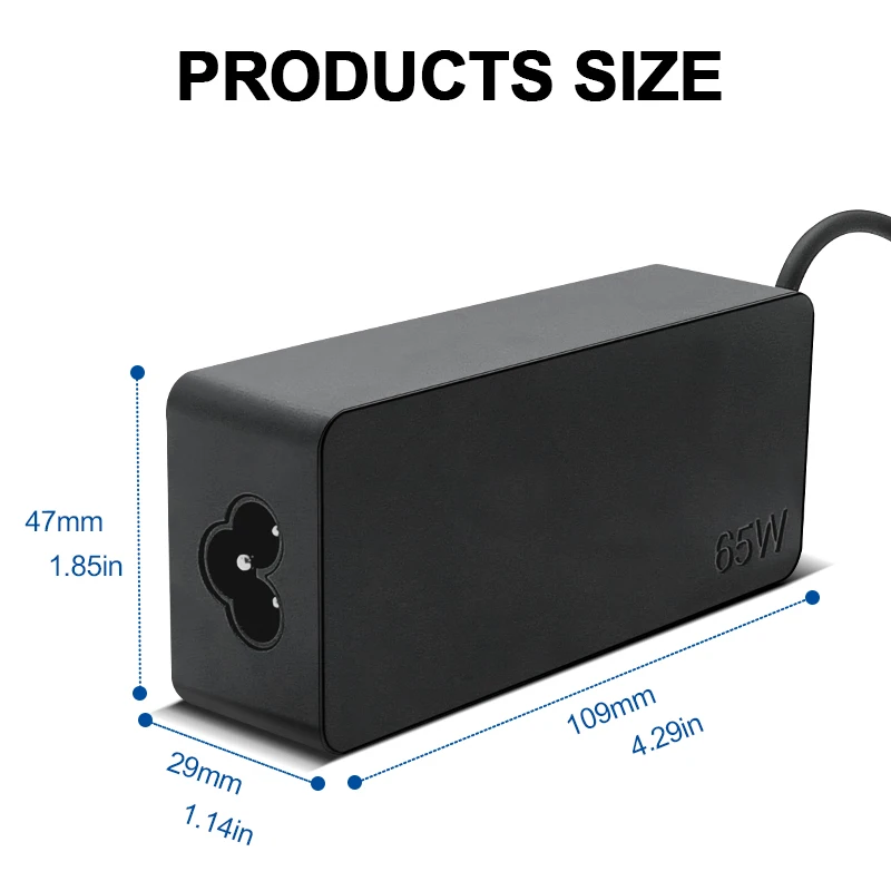 Laptop Charger 65W 20V 3.25A USB C Laptop Charger Adapter for Lenovo ThinkPad Hp Chromebook Yoga Dell ASUS Type C Fast Power Supply