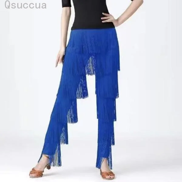

Women Latin Dance Fringed Trousers Ladies Dancing Long Pants