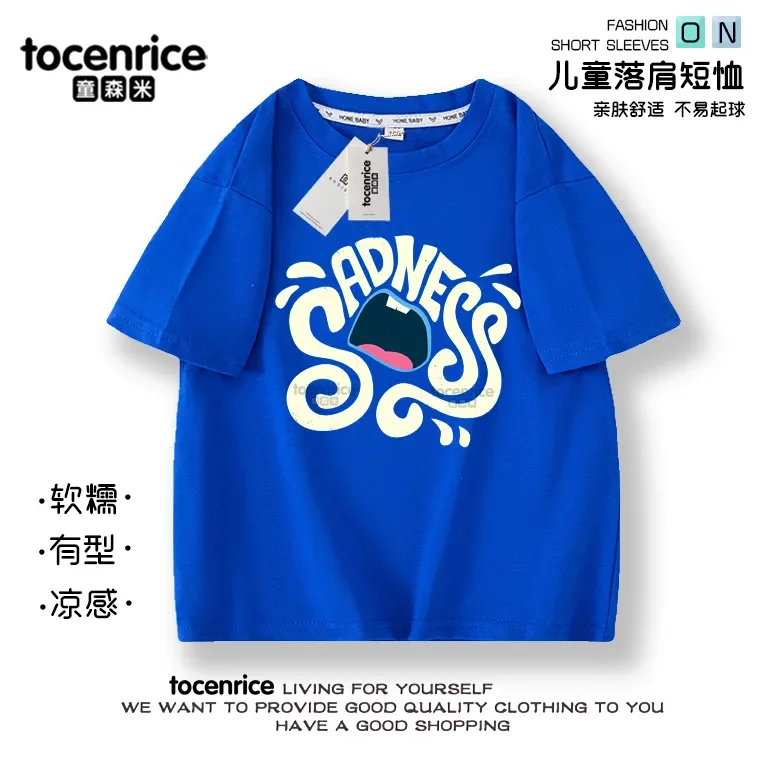 thumbnail image 1 of Camiseta de manga corta Inside Out 2 para niños, camisetas para niñas pequeñas con dibujos animados, ALEGRÍA, TRISTEZA, ropa para bebés, camisetas casuales para niños, 1 of 2