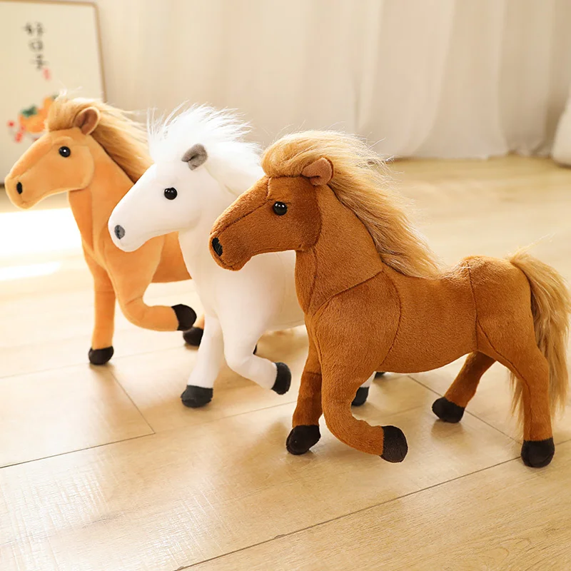 Simulation Horses Plush Toy Stuffed Soft Animal Doll Real Life Horse Pillow Kids Children's Creative Birthday Decor Gifts