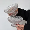 Small Embossed Glass Fruit Bowl Crystal Clear Pedestal Serving Dish for Dessert Snacks Elegant Storage Tray Compact Table Decor 4