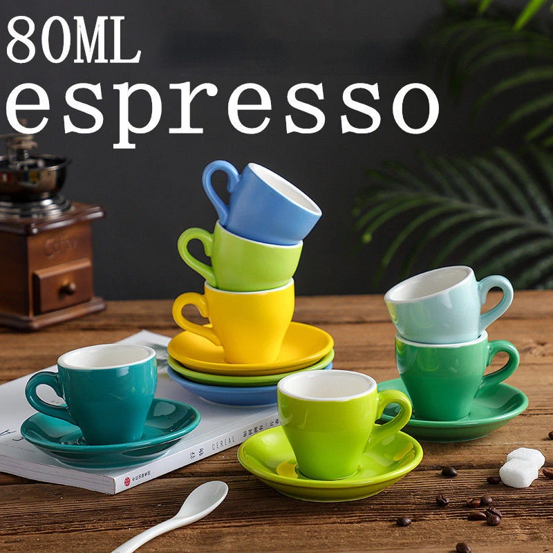 Bulk beloning verlangen 80ml Ceramic Nespresso Cups Seven Colors Coffee Cups Set Mini Cups Small  Cups And Saucers Simple Cafe Cappuccino Cup With Spoon - Cups & Saucers -  AliExpress