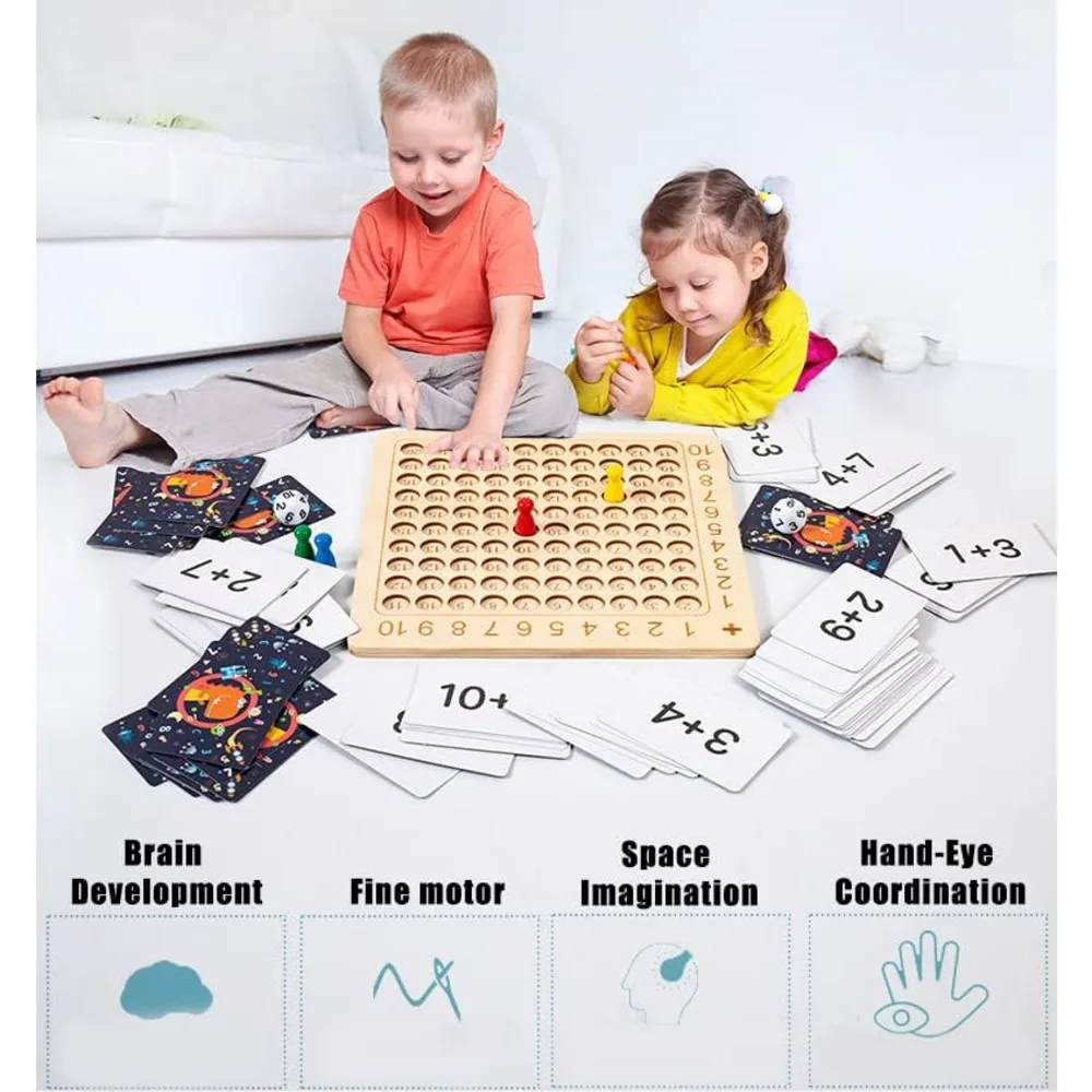 Montessori Multiplication Board Game Math Wooden Toys Kids Learning Educational Table With Flash Cards Counting Teaching Aids 5