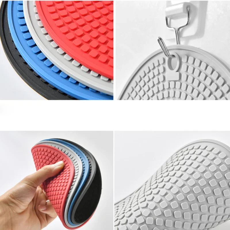 2Pcs Silicone Mat Nonslip Drink Cup Coaster Heat Resistant Pot Holder Round Hang Tableware Thicken Bowls Coffee Cup Placemats