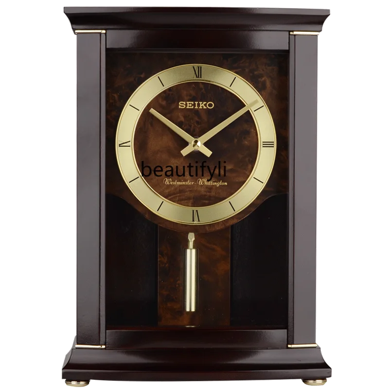 

Clock New Music Time Marking Clock Solid Wood Living Room Bedroom Desk Clock