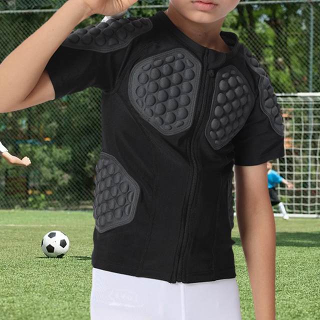 Kids Anti Impact Sports Chest Protective Clothing Breathable Padded Tops Short Sleeve Shirt for Basketball Skidding Football
