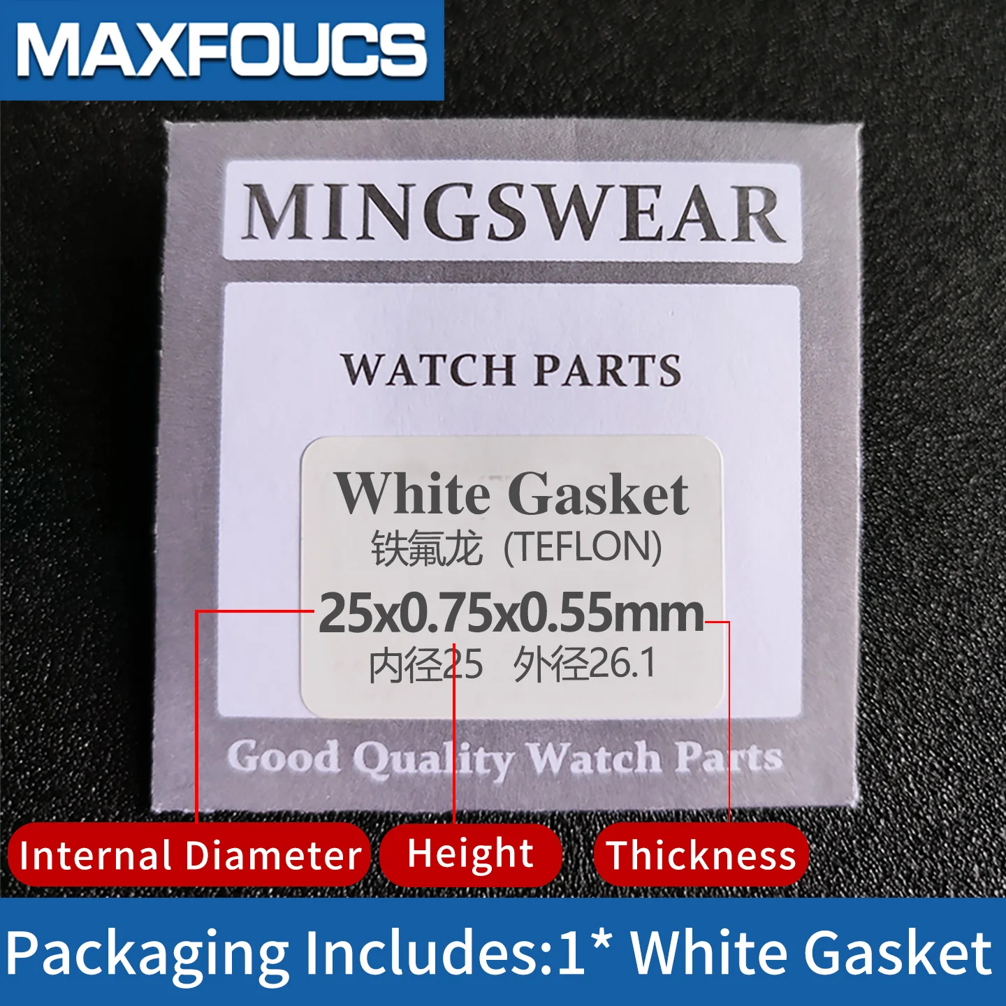 10-teiliges PTFE-I-Ring-Set, Großhandelsdichtung, passend für Frontkristalle, 0,5–0,55 mm dick, 16–40 mm Durchmesser, wasserdichte Dichtung – Detail 4