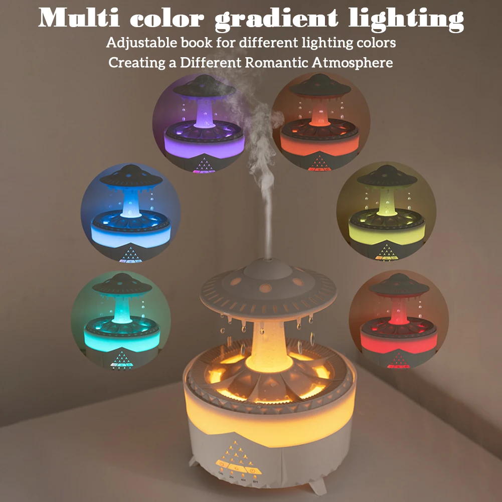 2023 Antipioggia Umidificatore A Goccia D'Acqua Con Telecomando Diffusore Di Nuvole Di Pioggia Umidificatore D'Aria Con Luci Colorate Umidificatore 35