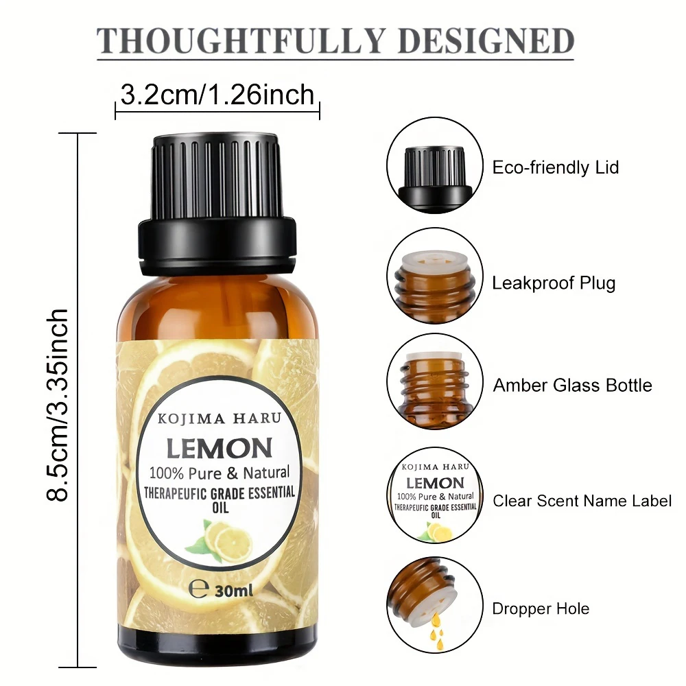 30ml/1.01oz Lemon Essential Oil moisturizing beauty health cologne sexy body oil perfume for massage, bath, hair care body care