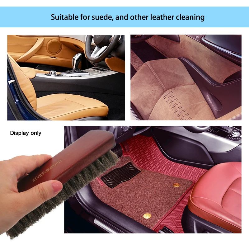 Horsehair Shoe Brush Hand Scrubbing Brush Horse Hair Brushes Polishing Tool Shine Polish Cleaner For Shoes Boots Sofa Car Seat shoe cleaner shoe brush shoe cleaning kit shoe shining tool