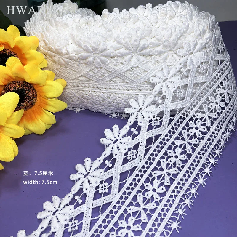 Dress Sewing New Pattern 10yard Lace Fabric Trim Accessories Embroidery Ribbon Diy Ivory Computer Milksilk Bar Code Skirt Deco