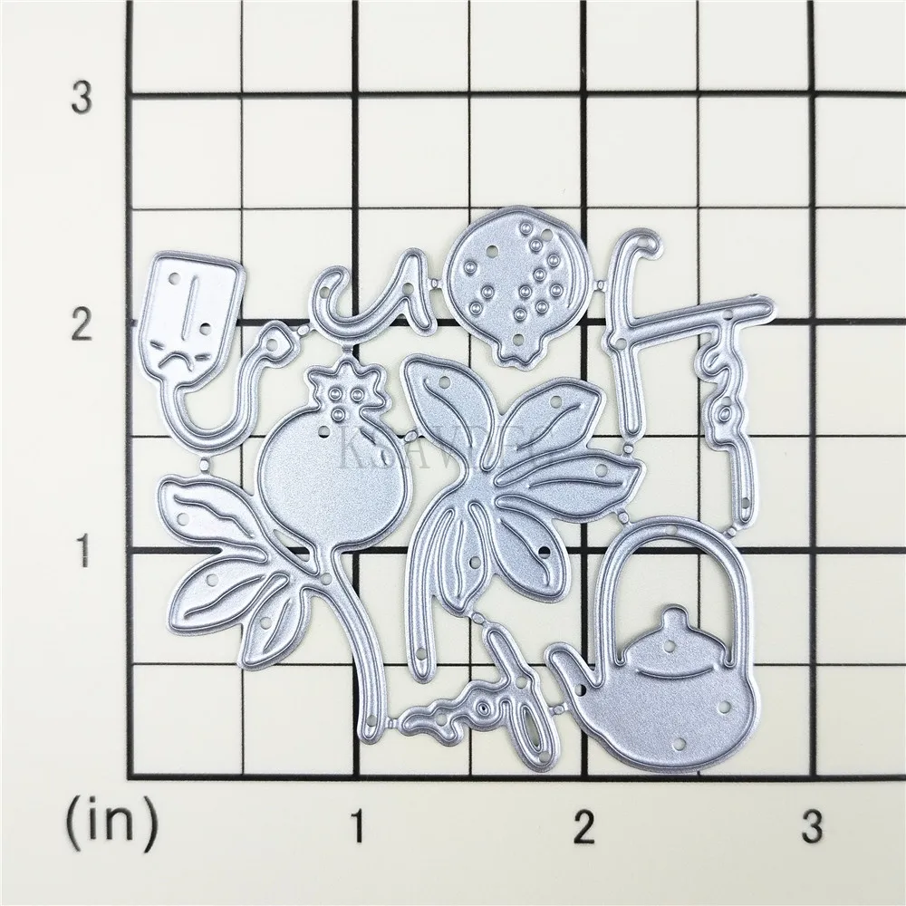 Pomegranate Teapot Label Metal Cutting Dies for Card Making Paper Embossing Mold Die Cuts Sets Album 2024 New Scrapbook Stencils