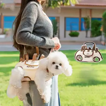 Borsa da trasporto portatile per animali domestici, cani e gatti, con clip per imbracatura, tracolla regolabile, per viaggi, escursioni e uso quotidiano