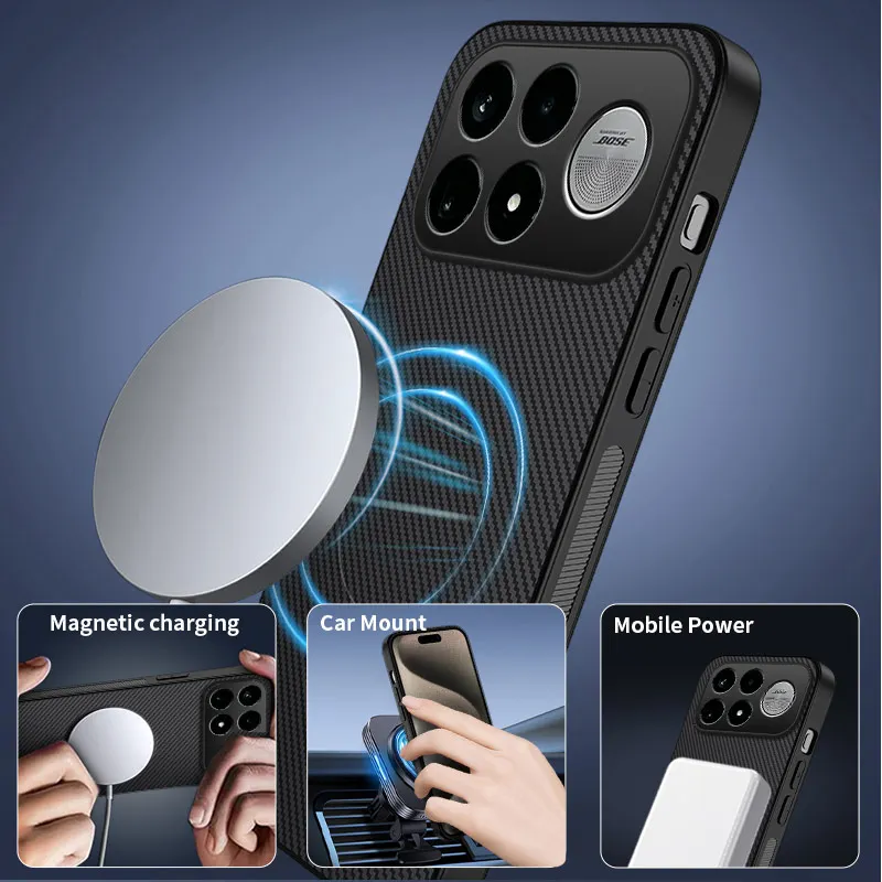 Magnetic Carbon Fiber Texture Shockproof Phone Case Cover