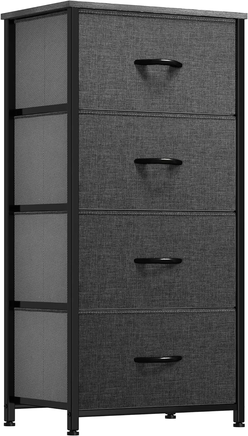 

Storage Tower with 4 Drawers - Fabric Dresser,Organizer Unit for Bedroom,Living Room,Closets & Nursery - Sturdy Steel Frame
