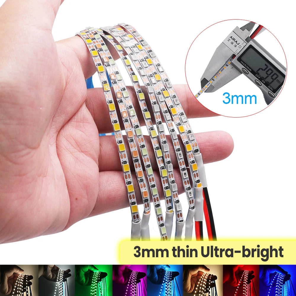 

3mm Narrow Width LED Strip Light 5V 2835 120leds/m Flexible LED Lights LED Tape Backlight Lamp Advertising Lighting Decoration