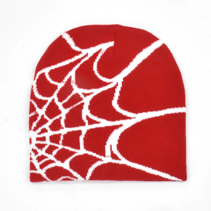 BAIMORE Y2K Cappello lavorato a maglia con motivo gotico ragno invernale caldo acrilico lavorato a maglia Beanie per uomo donna Beanie, Rosso, taglia unica