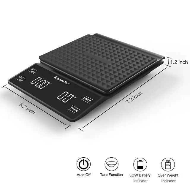 Hordozható Elektronikus Digitális Kávé Skála Led -Es Kijelzővel Precíziós Időzítő Háztartási Konyhai Súly 3Kg Pontossági Hozzáférés - Image 3