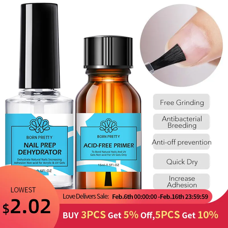 Born Pretty 15Ml Nail-Primer Prep Disidratatore Gel Smalto Per Unghie Non C' È Bisogno Di Uv Led Lamp Base Top Coat Nail Art Vernice Manicure