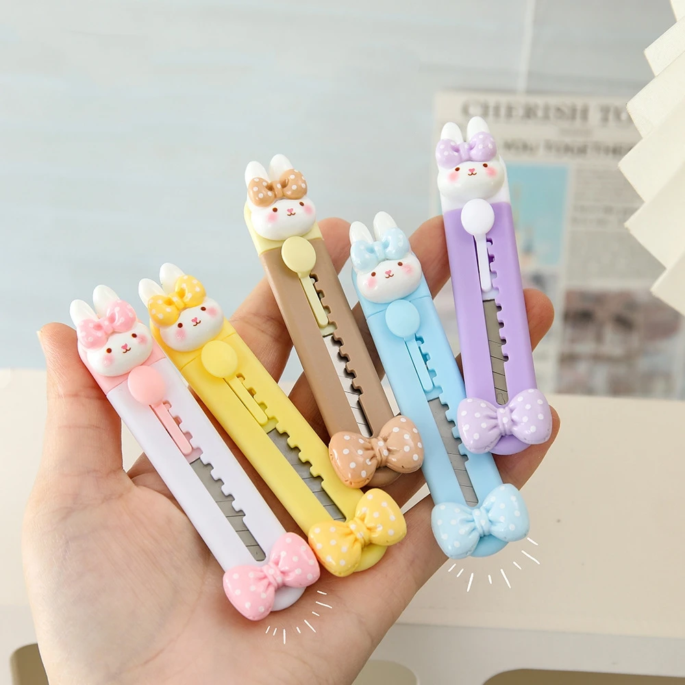 버니 유틸리티 나이프 효율적인 귀여운 박스 커터 학생용 문구 나이프 사랑스러운 미니 종이 커터 사무실 핸드북 종이용