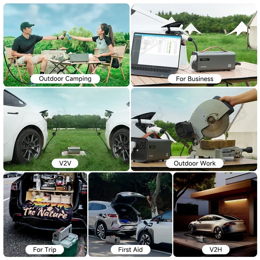Everything Is Solar V2L Discharger Gun for Tesla Model S 3 X Y Car Inverter NACS CCS2 AC 110V-120V Portable Power Conversion Socket - Image 3
