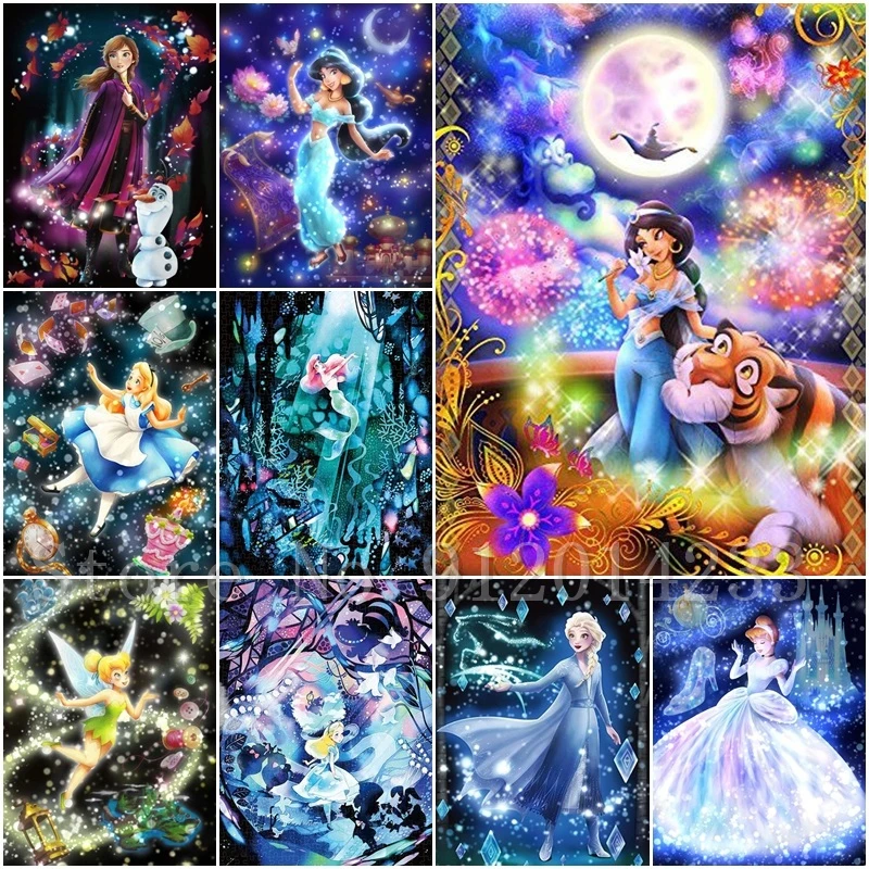 Disney Princess Diamond Painting Tinker Bell Jasmine Suzhou Diamond Ricamo Full Round Square Drill Mosaic Kit Home Decor