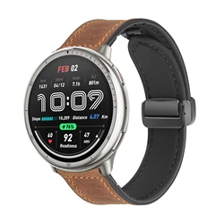 Premium Leather Silicone Strap - 20mm Soft Replacement Wristband Bracelet - Amazfit Active 2 (DarkBrown)