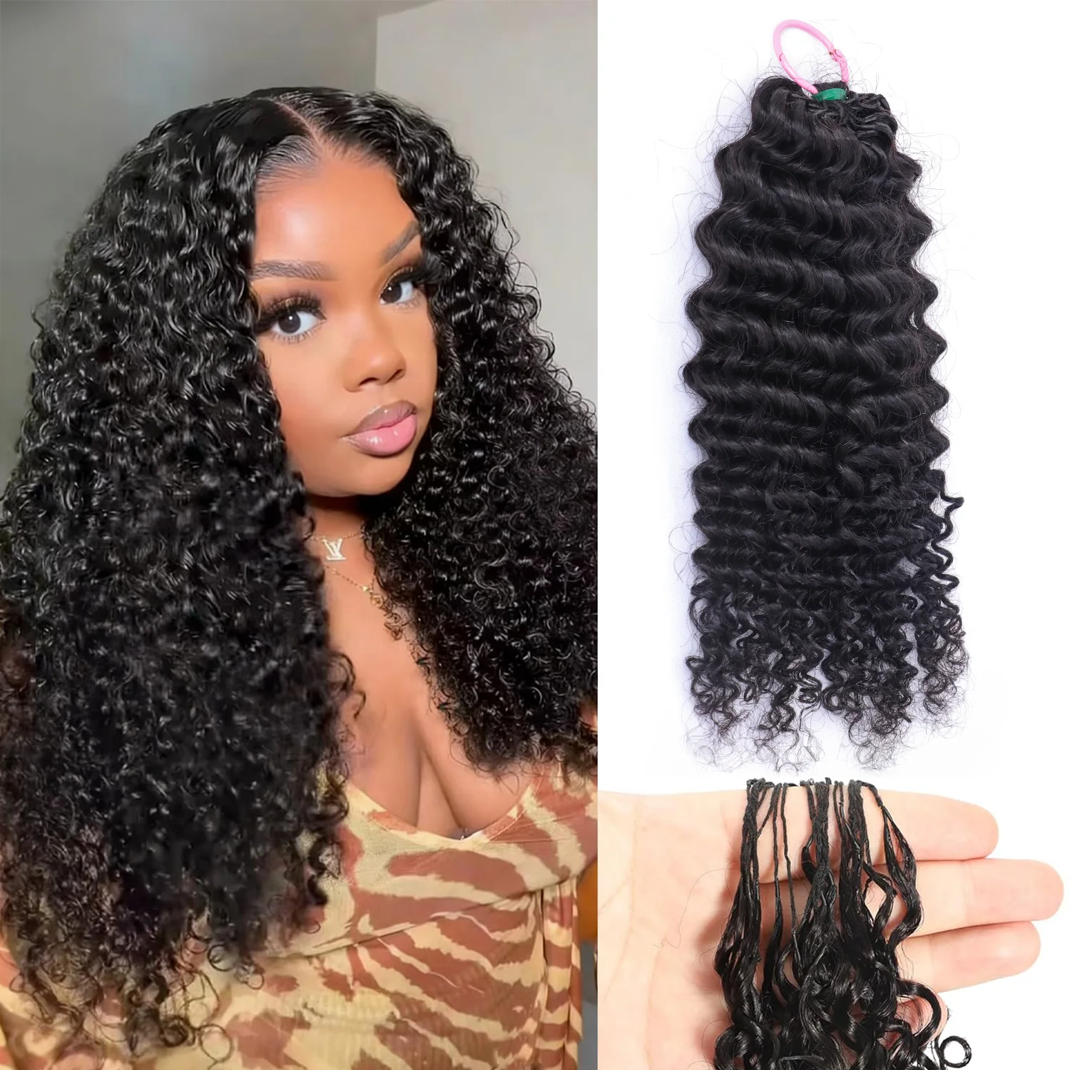 Burmese Curly Crochet Hair Knotless Feather Pre-Separated Crochet Braids Light Weight Reusable Brazilian Hair Extension