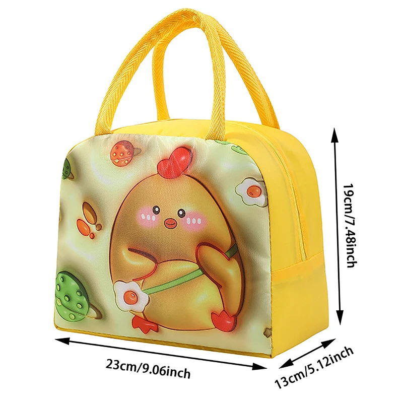 3D Cartoon Portable Insulated Thermal Lunch Bag for Women Kids Picnic