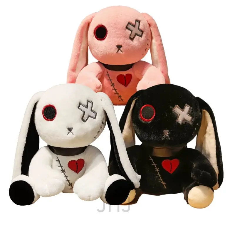 Dark Series Plush Bunny Toy Easter Rabbit Doll Stuffed Gothic Rock Style  Bag Halloween Dunkles Kaninchen Birthday Christma Gift