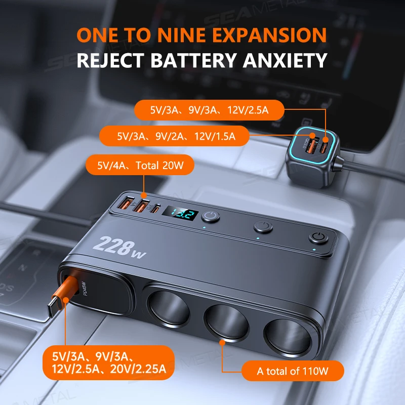 Car USB Charger Adapter Fast Charge Cigarette Lighter Splitter