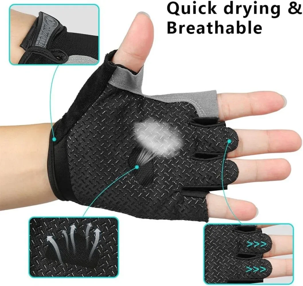 Gym Gloves Woman Men Weight Lifting Crossfit Bodybuilding Dumbbells Glove Anti Slip Fingerless Gloves for Exercise Powerlifting