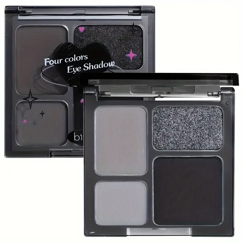 Eye Shadow Eye Shadow Plate 4 Color Eyeshadow Palette Matte Pearl Glitter Makeup Punk Smoky Makeup Black Gray Silver Eyeshadow Halloween Party Makeup